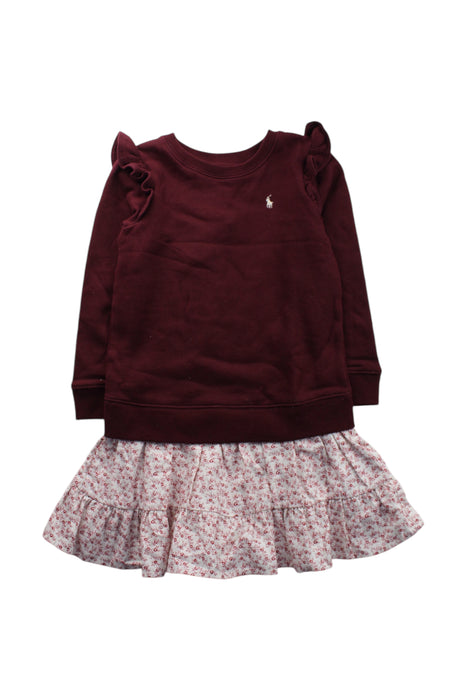 A Burgundy Sweater Dresses from Polo Ralph Lauren in size 6T for girl. (Front View)