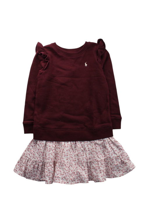 A Burgundy Sweater Dresses from Polo Ralph Lauren in size 6T for girl. (Front View)