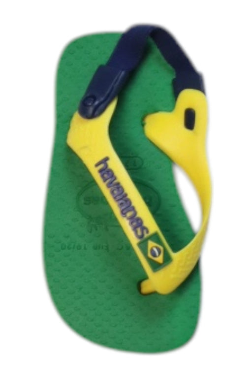 A Green Flip Flops from Havaianas in size 3-6M for neutral. (Front View)