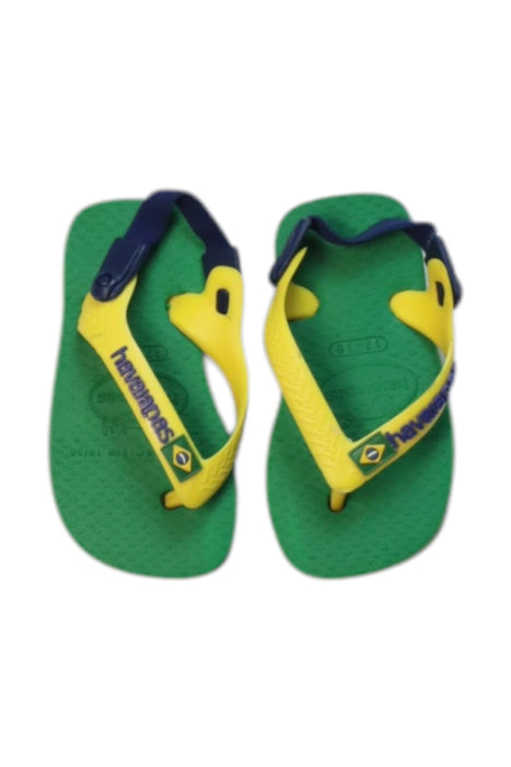 A Green Flip Flops from Havaianas in size 3-6M for neutral. (Back View)