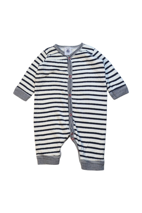 A White Long Sleeve Rompers from Petit Bateau in size 0-3M for neutral. (Front View)