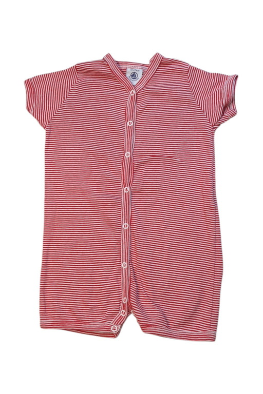 A Red Short Sleeve Rompers from Petit Bateau in size 6-12M for neutral. (Front View)