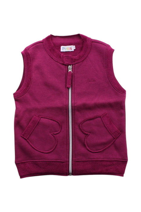 A Burgundy Outerwear Vests from La Compagnie des Petits in size 6T for girl. (Front View)