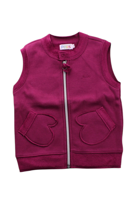 A Burgundy Outerwear Vests from La Compagnie des Petits in size 6T for girl. (Front View)