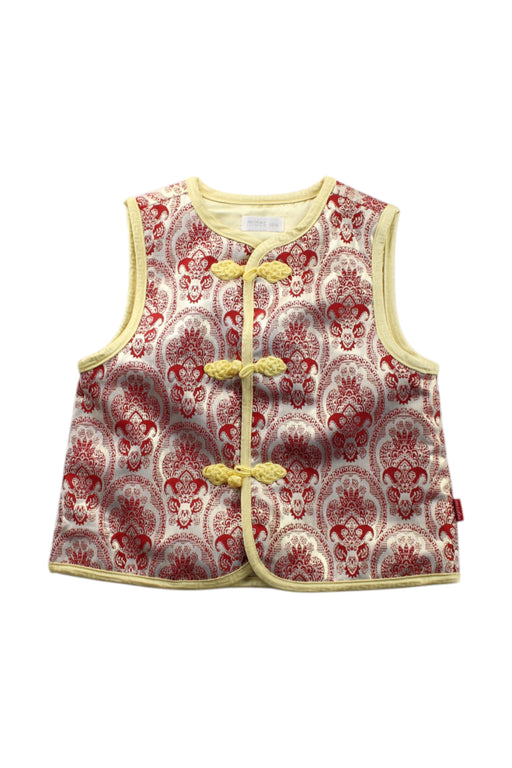 A Burgundy Dress Up Vests from Mides in size 12-18M for neutral. (Front View)