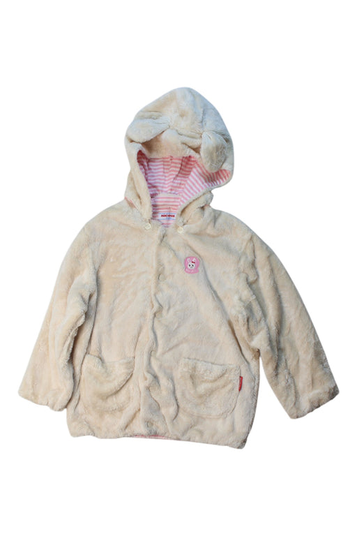 A Ivory Coats from Miki House in size 2T for girl. (Front View)