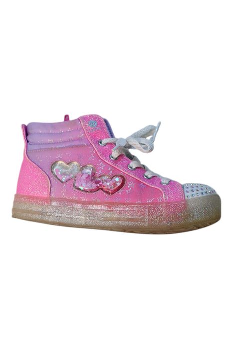 A Pink Sneakers from Skechers in size 9Y for girl. (Front View)