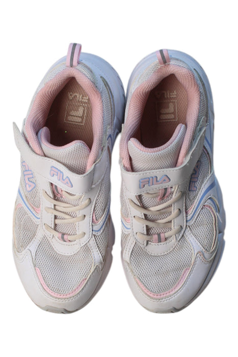 A White Sneakers from Fila in size 10Y for girl. (Back View)