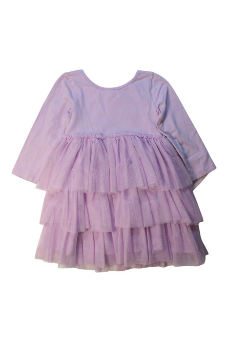 A Purple Long Sleeve Dresses from Seed in size 5T for girl. (Back View)