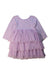 A Purple Long Sleeve Dresses from Seed in size 5T for girl. (Back View)