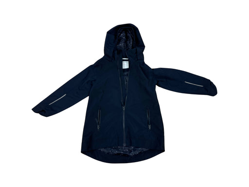 A Blue Rain Jackets from Polarn O. Pyret in size 7Y for neutral. (Front View)