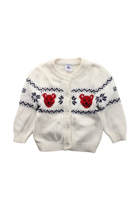 A White Cardigans from Petit Bateau in size 6-12M for neutral. (Front View)