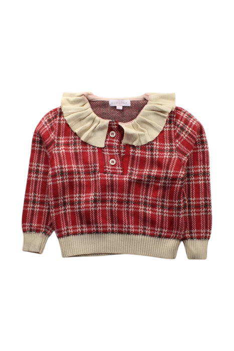 A Red Long Sleeve Tops from Bonjour in size 2T for girl. (Front View)