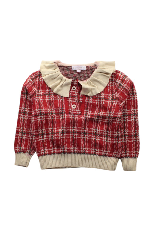 A Red Long Sleeve Tops from Bonjour in size 2T for girl. (Front View)