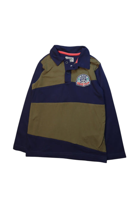 A Navy Long Sleeve Polos from La Compagnie des Petits in size 5T for boy. (Front View)