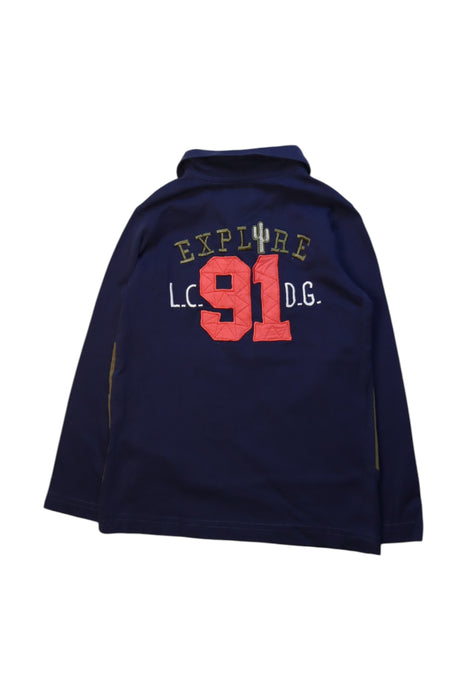 A Navy Long Sleeve Polos from La Compagnie des Petits in size 5T for boy. (Back View)