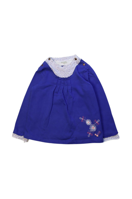A Blue Long Sleeve Tops from Petits in size 3T for girl. (Front View)