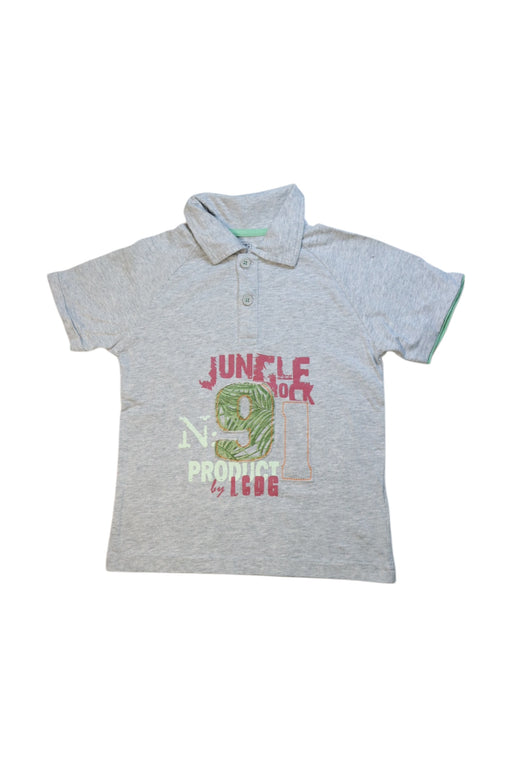 A Grey Short Sleeve Polos from La Compagnie des Petits in size 6T for neutral. (Front View)