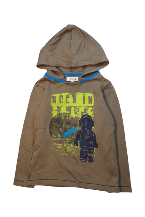A Brown Hooded Sweatshirts from La Compagnie des Petits in size 5T for boy. (Front View)