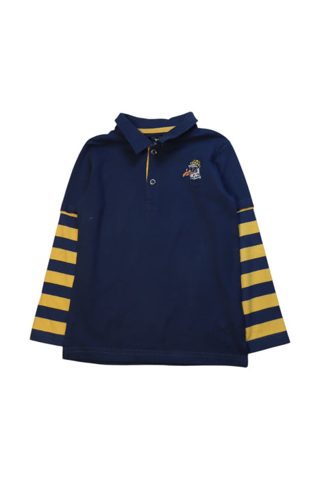 A Navy Long Sleeve Polos from La Compagnie des Petits in size 5T for boy. (Front View)