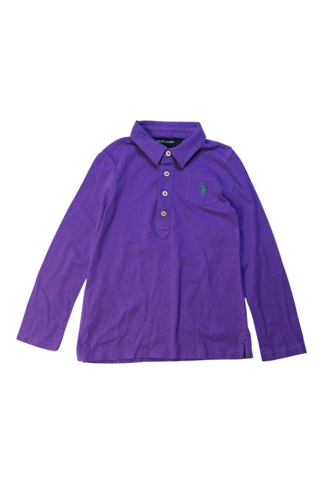 A Purple Long Sleeve Polos from Ralph Lauren in size 4T for girl. (Front View)