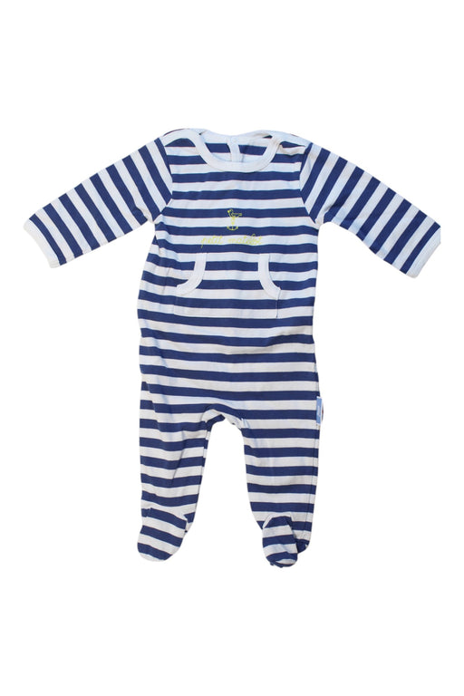 A Blue Long Sleeve Rompers from Jacadi in size 0-3M for boy. (Front View)