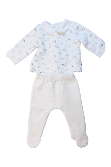 A White Pants Sets from Jacadi in size 3-6M for neutral. (Front View)