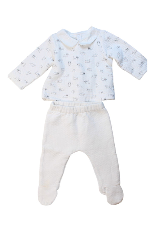 A White Pants Sets from Jacadi in size 3-6M for neutral. (Front View)