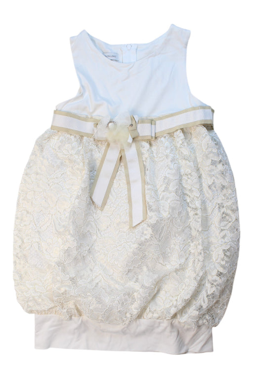 A Ivory Sleeveless Dresses from I Pinco Pallino in size 5T for girl. (Front View)