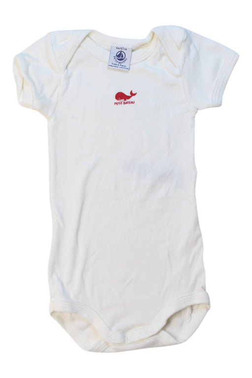 A White Short Sleeve Bodysuits from Petit Bateau in size 3-6M for boy. (Front View)