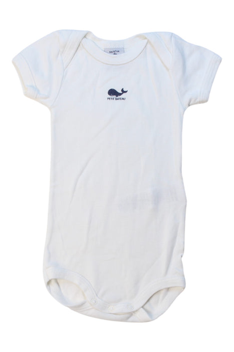 A White Short Sleeve Bodysuits from Petit Bateau in size 3-6M for boy. (Front View)
