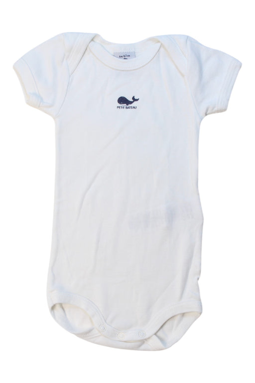 A White Short Sleeve Bodysuits from Petit Bateau in size 3-6M for boy. (Front View)