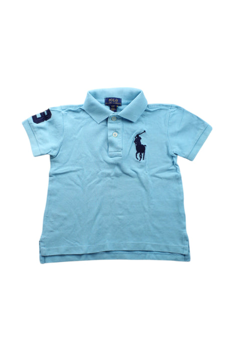 A Blue Short Sleeve Polos from Polo Ralph Lauren in size 3T for boy. (Front View)