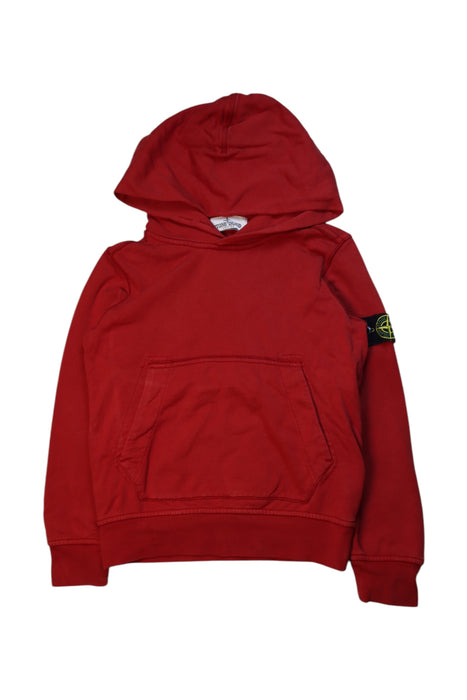 A Red Hooded Sweatshirts from Stone Island in size 6T for boy. (Front View)
