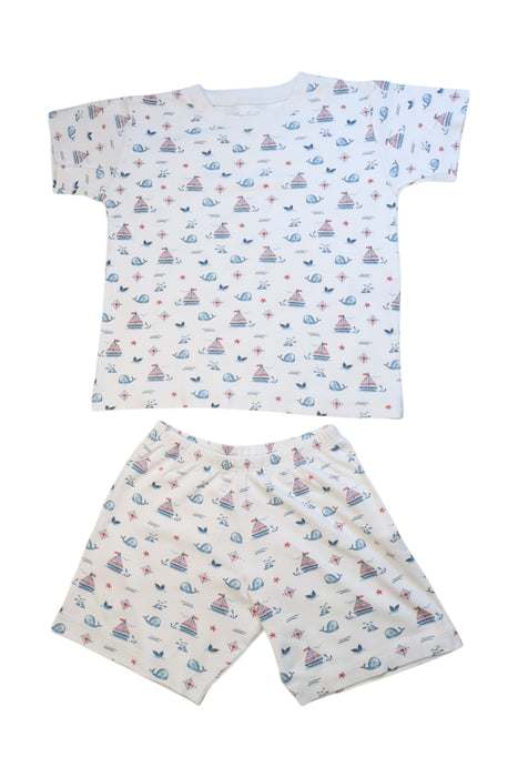 A White Shorts Sets from Kissy Kissy in size 4T for neutral. (Front View)
