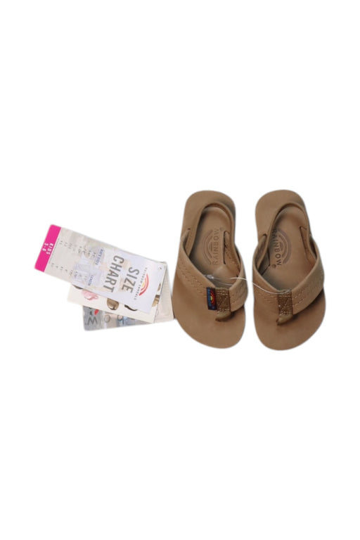 A Brown Flip Flops from Rainbow Sandals in size 4T for neutral. (Front View)