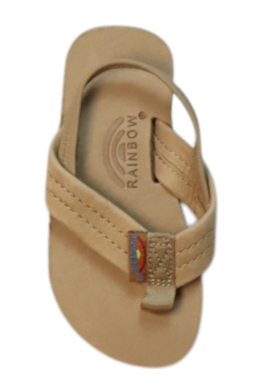 A Beige Flip Flops from Rainbow Sandals in size 5T for neutral. (Front View)