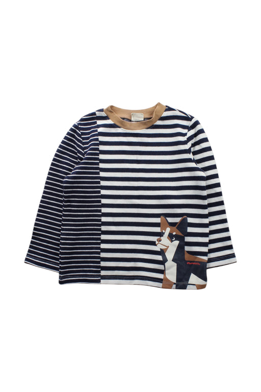 A Navy Long Sleeve Tops from Momonittu in size 6T for neutral. (Front View)