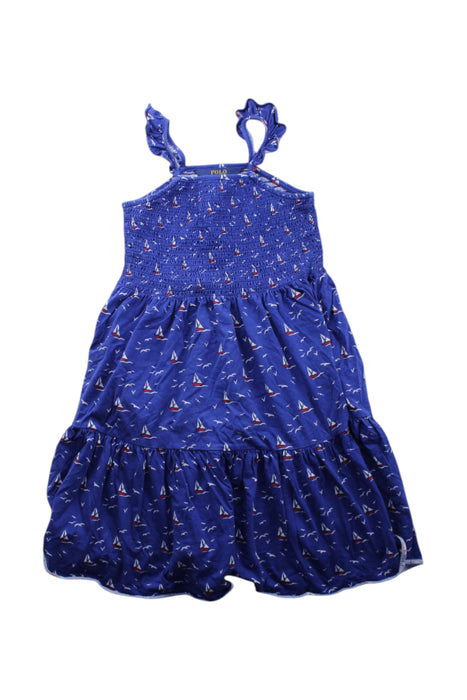 A Blue Sleeveless Dresses from Polo Ralph Lauren in size 8Y for girl. (Front View)