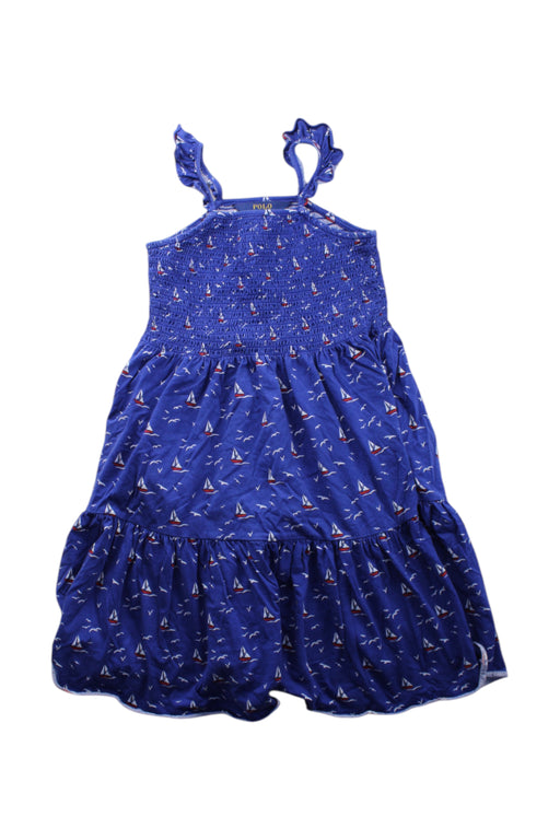 A Blue Sleeveless Dresses from Polo Ralph Lauren in size 8Y for girl. (Front View)
