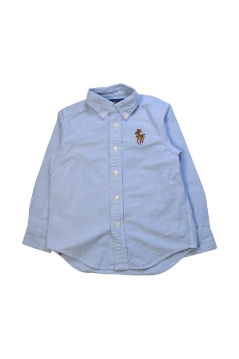 A Blue Long Sleeve Shirts from Ralph Lauren in size 4T for boy. (Front View)