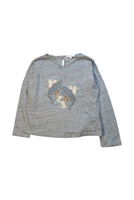 A Grey Long Sleeve Tops from Chloe in size 4T for girl. (Front View)
