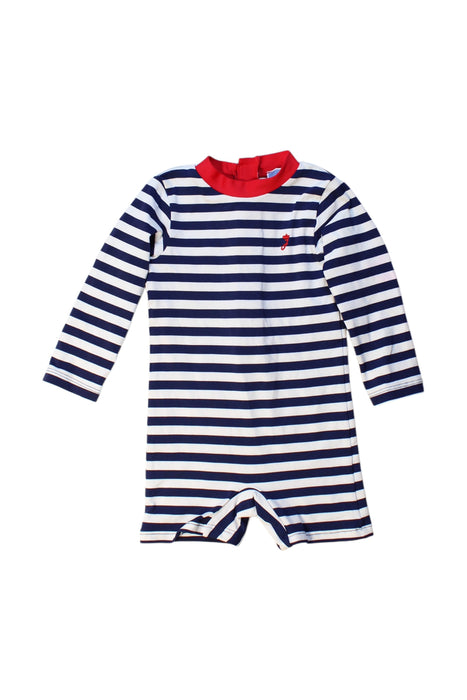 A Navy Long Sleeve Rompers from Jacadi in size 12-18M for boy. (Front View)