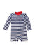 A Navy Long Sleeve Rompers from Jacadi in size 12-18M for boy. (Front View)
