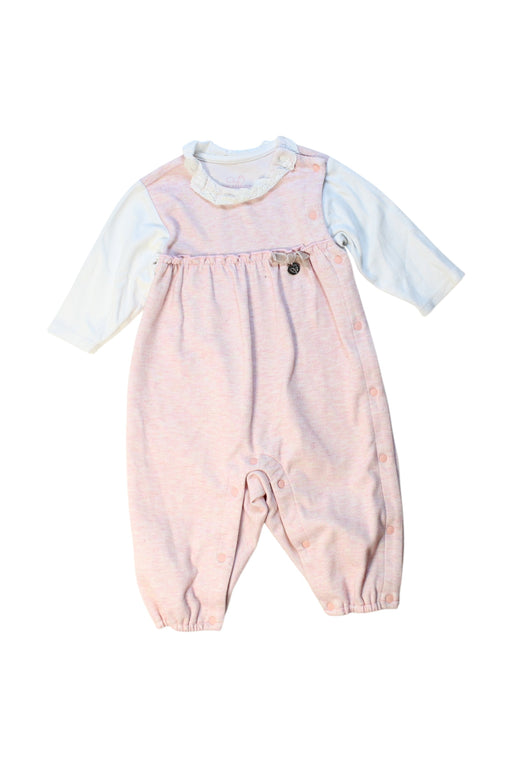 A Pink Long Overalls from Chickeeduck in size 12-18M for girl. (Front View)