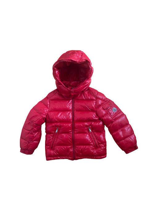 A Red Puffer/Quilted Jackets from Moncler in size 6T for neutral. (Front View)
