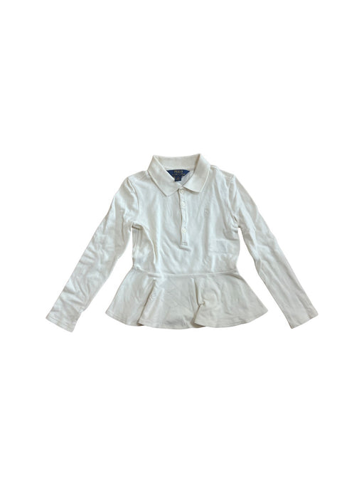 A White Long Sleeve Polos from Polo Ralph Lauren in size 6T for girl. (Front View)