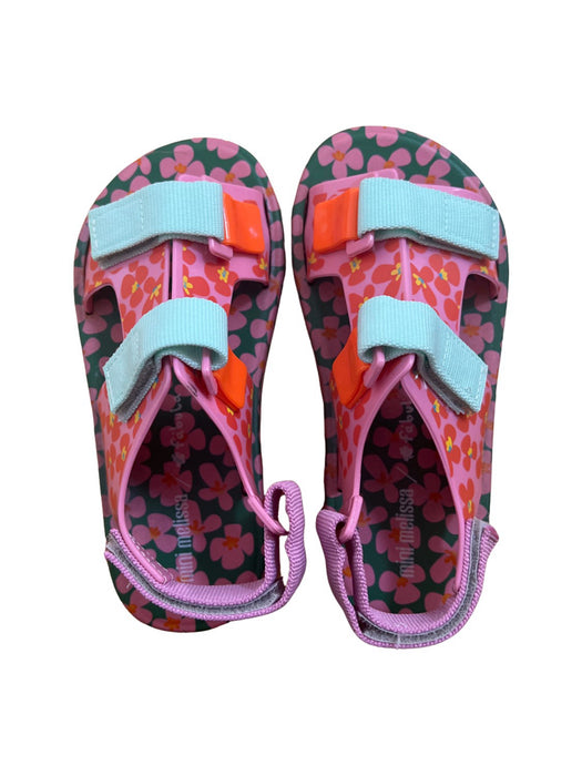 A Pink Sandals from Mini Melissa in size 6T for girl. (Front View)