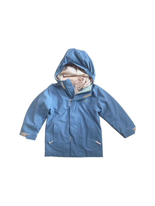 A Blue Rain Jackets from Kathmandu in size 6T for neutral. (Front View)