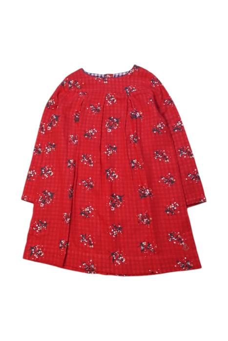 A Red Long Sleeve Dresses from Petit Bateau in size 3T for girl. (Front View)